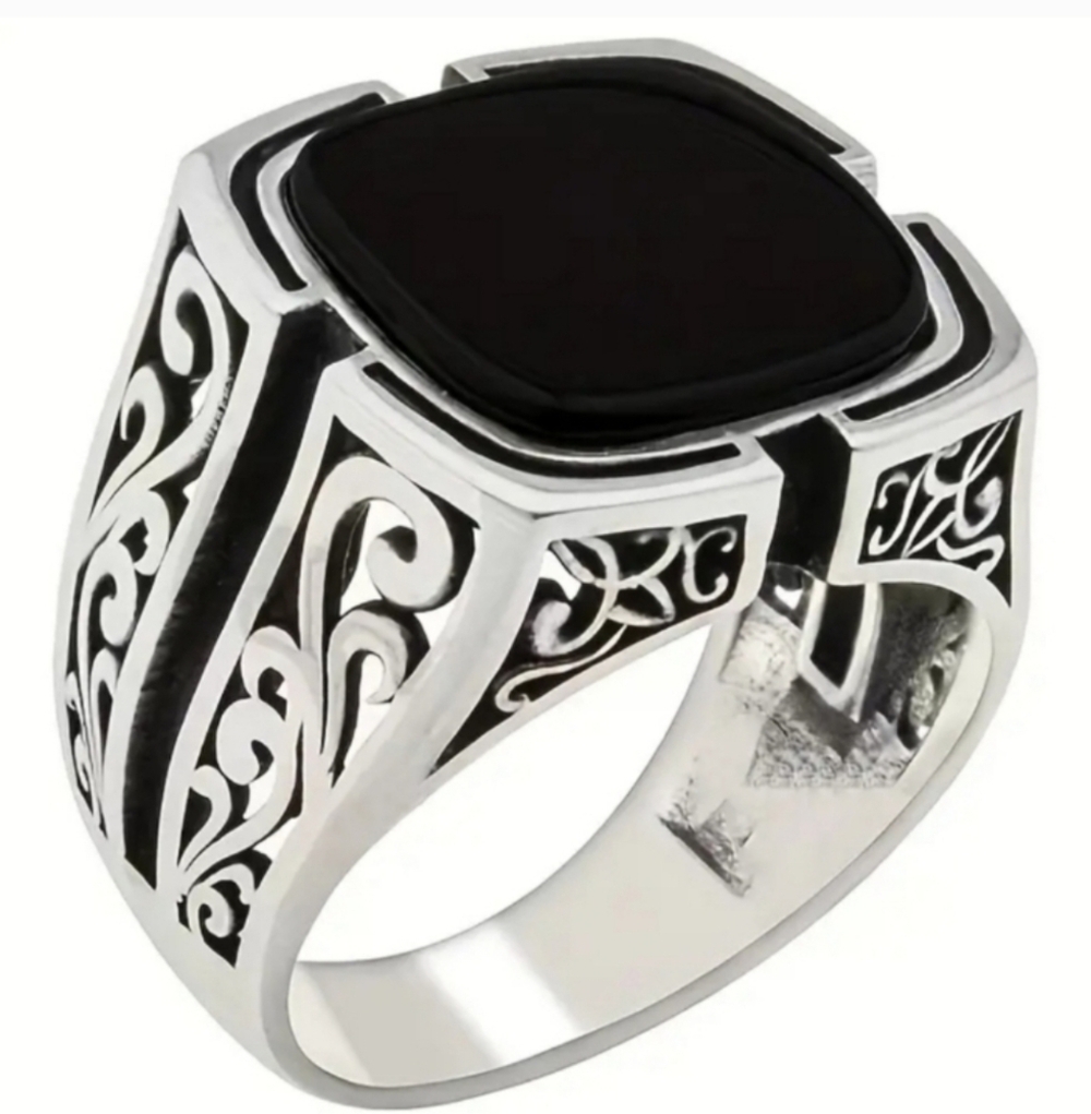 Silver and Black Men's Ring Sz 12